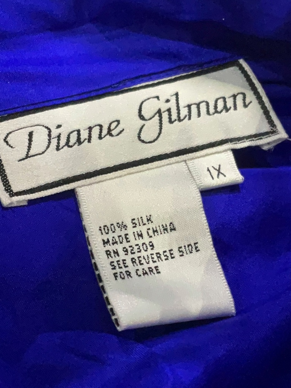 Diane Gilman Wearable Art 100% Silk Sequin Blue Purple Leopard Button up Sz 1X - Picture 3 of 7